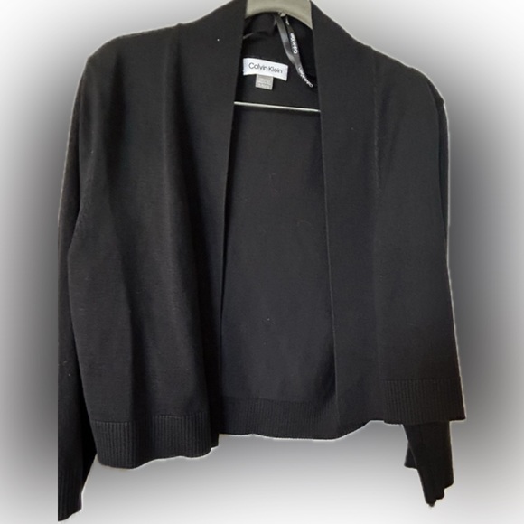 Calvin Klein Womens Black Open Front Cardigan Crop Shrug